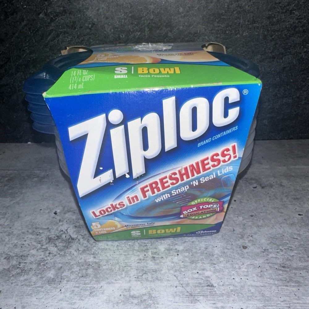 Ziploc Snap 'n Seal Bowls Containers Size SMALL & Lids 5-Pack (14oz Each)